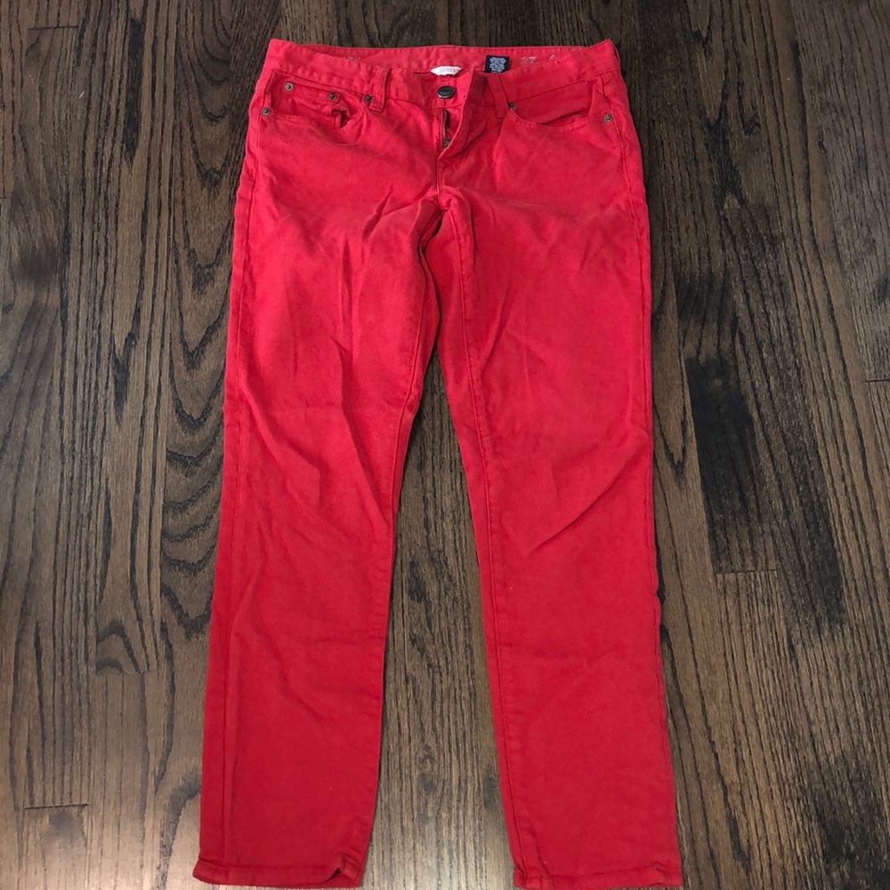 J Crew Red Skinny Jeans.
